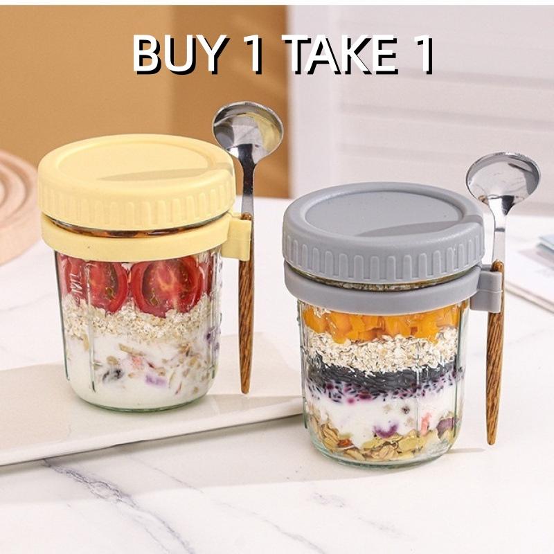 Overnight Oat Jar - 1/2 шт., 350 мл, многоразовая стеклянная